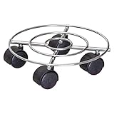 Wagner Pflanzenroller Chrome Ø 23 x 6,5 cm I Pflanzenroller für Innenbereich I Blumenroller aus verchromten Stahl, Chrom I Kübelroller Silber-glänzend I Tragkraft 60 kg - 20093101