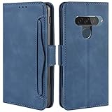 HualuBro Handyhülle für LG G8S ThinQ Hülle Leder, Flip Case Cover Stoßfest Klapphülle Handytasche Schutzhülle für LG G8S ThinQ Tasche (Blau)