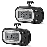 AiQlnu 2 Stück Digitale Kühlschrank Thermometer, Magnetische Gefrierschrank Thermometer, Küchenthermometer mit Haken, Leicht ablesbares LCD-Display, für Zuhause, Restaurants, Bars, Cafés