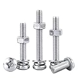 Rundkopfschrauben-Muttern-Set aus Edelstahl 304 mit Kreuzscheibenkopf-Schraubenkombination, einschließlich Unterlegscheibe, Sicherungsscheibe und Mutter M1,6 -M10(M3*30 (50PC))