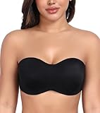 DotVol Damen Multiway Große Größen Bügel Ungepolstert Bandeau Trägerloser Minimizer BH(Schwarz, 90C)