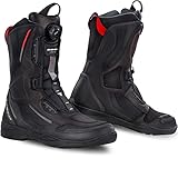 SHIMA STRATO Motorradstiefel Herren und Damen - Motorrad Wasserdicht Stiefel Tourenstiefel Schuhe Männer Leder Schwarz (Herren, Vented, 43)