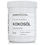 Kokosöl kaltgepresst 500g - reine Pflege für Haut und Haar - ohne Zusätze - in wiederverschließbarer Schraubdeckeldose von wesentlich.