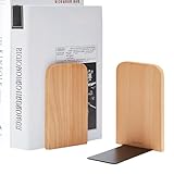 KCatsy Buchstützen Holz 2 Stück (1 Paar) Buchenholz 17 x 12 x 10,5 cm - Bookends Buchstütze Holz Bücherstütze Bücherhalter DVD Regal für Zuhause, Büro und Schule