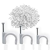 300 stück 3 Größen nagelschellen, kabelhalter, kabelschellen, kabelklemmen, kabelbefestigung, kabelhalter wand, haftclips mit eingestecktem nagel, für Starkstromkabel(weiß, 4mm, 6mm, 8mm)
