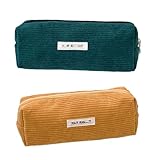 Nocyclonic 2 Schlamper Mäppchen,Mäppchen Cord Stoff,Federmäppchen Einfach,Kann Als Reise Oder Kosmetiktasche, GeldböRse,Brillenetui Und ZubehöRtasche Einfachen Unisex (Schwarz)