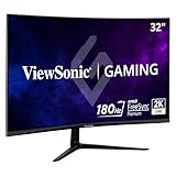 ViewSonic VX3218C-2K 32' QHD VA Curve Frameless Monitor, 165Hz, 1ms MPRT, 2 HDMI, DisplayPort, Speakers, FreeSync Premium, HDR10