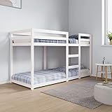 CIADAZ Etagenbett, Hochbett, Stockbett Für 2 Kinder, Kinderhochbett, Doppelstockbett, Etagenbettregal, Bunker Bed, Weiß 75x190 cm Massivholz Kiefer