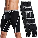 Expertoftio Boxershorts Herren Lang Sport Lange Unterhosen Bein 9-Zoll Kompressionsshorts Pack Funktionsunterwäsche Männer mit Eingriff