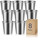 8 Stück Edelstahlbecher, 260ml Edelstahl Schnapsgläser Set, Stapelbar Trinkbecher Schnapsbecher Metallbecher Bierkrüge Edelstahl Tassen, Partybecher für Geburtstage, Picknick, Partys, Hochzeiten