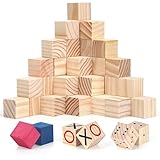 Winter Shore 2,5 cm Holzklötzchen zum Basteln (50er-Pack) - Unbehandeltes Würfel Holz für Babyparty-Deko - Perfekt für Zahlenwürfel, Alphabetblöcke & DIY-Puzzle - Bemalbares, Unbehandeltes Naturholz