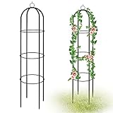 YAOBLUESEA Garten Rankobelisk Rosenbogen Rankgitter Beschichtetes Metall Rosen Rankhilfe für Kletterpflanzen Blumen, Obelisk Rankhilfe Grün 190x40cm