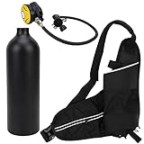 RASTKY 1L Tauchflaschenausrüstung, Verschleißfestes Unterwasser-Atmungsset mit Überdruckventil Zum Tauchen, Material: Aluminiumlegierung + Edelstahl + Silikon, Größe: ca. 280x90mm Gewicht: ca. 2594g