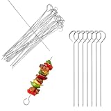 80 Stück Wiederverwendbar Rouladennadeln, MUNTE Schaschlikspieße Edelstahl mit Ring, Grill Spieße Leicht zu Reinigen, für Familiengrillen, Picknick im Freien (2,5 MM x 15 CM)