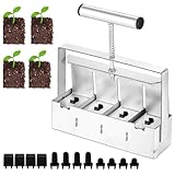 Junhui Manueller Bodenblockierer, Handgehaltener Bodenblockierungswerkzeug, 5,1 cm Manueller Quad Bodenblocker, Boden-Block für Saatgut Start, Pflanzen, Umpflanzen