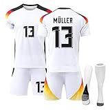 Deutschland Fussball Trikot 24/25 Kinder Erwachsene Neu 2024 Heim/Auswärtstrikot Fussball Trikot Deutschland Fußballtrikot, T-Shirt Shorts und Socken Set für Jungen/Herren 2 Jahre - 3XL