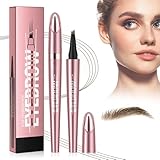 2024 Neu Magischer Augenbrauenstift Wasserfest, 3D Micro Eyebrow Pencil Augenbrauenstift mit 4 Gabelspitze Applikator, Brow Pencil Erzeugt Mühelos Natürlich Aussehende Brauen (1# Hellbraun)