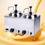 YXZQLOZ Käsespender mit 2 Pumpstößen 2 x 2L Elektrischer Käsesaucenwärmer 30-110°C Doppelkopf Heißer Fudge Wärmer Marmeladenwärmer Edelstahl