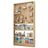 Hinter der Tür, schlankes Kinderregal aus Holz, Aufbewahrungsregal mit Lochblech, geeignet für Schlafzimmer, Arbeitszimmer, Wohnzimmer, Kinderzimmer und Büro, Holzmaserung, 47,3 × 4 × 70,1 Zoll