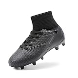 DREAM PAIRS Fußballschuhe Kinder Jungen Fußballschuhe Mädchen Atmungsaktive Fussball Schuhe Unisex Trainingsschuhe Sportschueh für Outdoor Alles SCHWARZ HZ19002K-E Größe 38 (EUR)