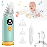 Nasensauger Neugeborene, Automatisch Elektrisch Nasenreiniger, Wiederaufladbar Nasal Aspirator, LCD-Bildschirm, Mit 3 SaugstäRken Musik Funktion Und 3 Silikon Dusen, für Neugeborene & Säuglinge