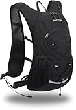 buffup Leichter Wanderrucksack 15L, Fahrradrucksack klein, Trinkrucksack, geeignet für Speedhiking, MTB, Skifahren Outdoor-Sportarten. (Schwarz) (Schwarz)