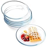 NUTRIUPS 6er Set 20.3cm, Klarglas Teller, 6er-Set Gehärtete Glasteller, Mikrowellen- und Spülmaschinenfest