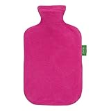 Fashy Wärmflasche 2,0L mit 100% recyceltem Fleecebezug aus Polyester, 67405 45 Magenta