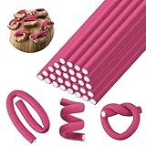 30 Stück Rosa Flexible Hair Curlers Flexi Rods Lockenwickler über Nacht Schaumstoffstab für Locken 24×0.8cm, Flexible Lockenstab Twist Schaum Hitzefreie Lockenwickler, Weich Schaum Ohne Hitze
