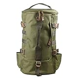 Hperu Outdoor-Angelrucksack, faltbarer zylindrischer Schulterrucksack mit Rutentaschenfach, grün, Angelruten-Rucksackhalter