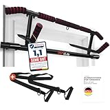 DH FitLife Klimmzugstange Türrahmen ohne Schrauben | Pull up bar Doorway | Reckstange Turnstange Türreck zum Einhängen | inkl. Schlingentrainer | Für Türrahmen 70-92cm