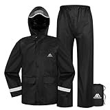 flintronic Unisex Kinder Faltbare Regen, Kinder Regenmantel und Regenhose Set, Wasserdichte Kinderjacke, Wind-und wasserdicht Regenmantel, L (11–12 Jahre)