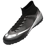 ASOCO DREAM Fußballschuhe Herren High Top Kunstrasen Fussballschuhe Professionelle Kinder Athletics Trainingsschuhe Outdoor Sport Football Schuhe,Schwarz Weiß,43 EU