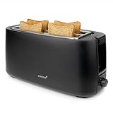 Korona 21060 Toaster 4 Scheiben | Langschlitz | einstellbarer Röstgrad | Auftauen | Rösten | Aufwärmen | 1.400 Watt | Brötchenaufsatz | Krümelschublade | Brotscheiben-Zentrierung | schwarz matt