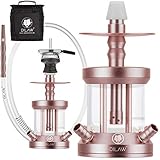 DILAW® Turtle Shisha Aluminium 22cm Hookah to Go 4 Anschlüsse mit Tasche | Wasserpfeife | Kaminkopf | Komplettset | Tauchrohr mit Diffusor | Silikonschlauch Alumundstück Tabakkopf | Rosé Gold