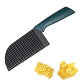 Lamkrtlp Wellenschneider für Pommes, Kartoffelschneider Mehrzweck Gemüseschneider Riffelmesser Edelstahl Crinkle Cutter Kartoffel Salat Kinder Pommes Schneider für Gemüse, Karotten, Zwiebeln, Obst