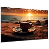 DARO Design - Wand-Bild auf 6mm HDF 40x30cm Kaffee Sonnenaufgang - Wand-Deko Bilder Geschenk