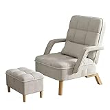 Moderner weißer Schlafzimmer-Sessel mit weichem Kissen & Ottomane Relaxsessel mit Kissen gepolsterter Wohnzimmer-Sessel mit Holzbeinen