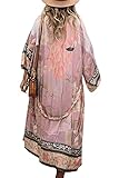 LikeJump Damen Kimono Knielänge Strandkleid Lang Sommerkleid Bikini Cover Up