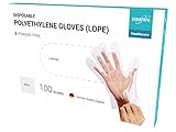 EUROPAPA 100 Stück Vorteilspack LDPE Einweghandschuhe in Box Einmalhandschuhe latexfrei puderfrei Handschuhe in Herren Größe (Herren-100)