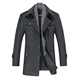 Allthemen Wintermantel Herren Slim Fit Kurzmantel Herren Wolle Warm Mantel Wollmantel Mantel Winter Grau M