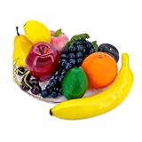 Lorigun Künstliche Früchte zur Dekoration gefälschte Früchte Requisiten, 10 Arten von Früchten (insgesamt 12 Stück)