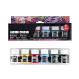 Textilfarbe Waschmaschinenfest Set 12x25ml – Stoffmalfarben Set – Waschfeste Stofffarben für T-Shirt, Jeans, Baumwolle, Polyester – Intensive Farben für Kleidung & DIY Projekte