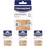 Hansaplast Universal Pflaster (1 m x 6 cm), schmutz- und wasserabweisende Wundpflaster, zuschneidbare Pflasterrolle mit starker Klebkraft & Bacteria Shield (Packung mit 4)