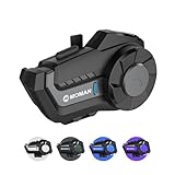 Moman Motorrad Intercom Headset, H2 Pro【1 Pack Schwarz】 Motorradhelm Gegensprechanlage Wireless 5.1 Kommunikationssystem 1000M FM Radio Wasserdicht IP65, Motorrad-Intercom-Headset-Helm-Motorcycle