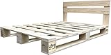 LIPA Massivholzbett Palettenbett mit Kopfteil Bett Holz 140x200 Holzbett 140cm Paletten (140 x 200 cm)