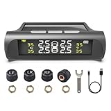 MiOYOOW TPMS Reifendruck Überwachungssystem,Wasserdichtes Wrahtloses Reifendruckkontrolle Energiesparend Solar Reifendruck Monitor System für Fahrzeuge Wohnmobile