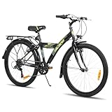 HILAND 24 Zoll Kinderfahrrad Mountainbike für Kinder Jungen Mädchen ab 7 8 9 10 11 Jahren mit Shimano 6 Gang Schaltung,Licht nach STVO, Ständer, Schwarz Fahrrad