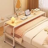 Klappbarer Tisch, Tablett, Nachttisch, Laptoptisch, Heimbett, einfacher Schreibtisch, klappbar, mobil, Überbetttisch mit Rädern, Rolltisch fürs Bett, Verstellbarer Überbetttisch, Schreibtisc