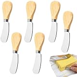 banjiabb 6 Stück Buttermesser,12.2cm Edelstahl Käsemesser Set mit Holzgriff,Buttermesser Klein,Streichmesser,Butter Messer,Butter Knife,für Käse Butter Marmelade Tägliches Frühstück Spreader